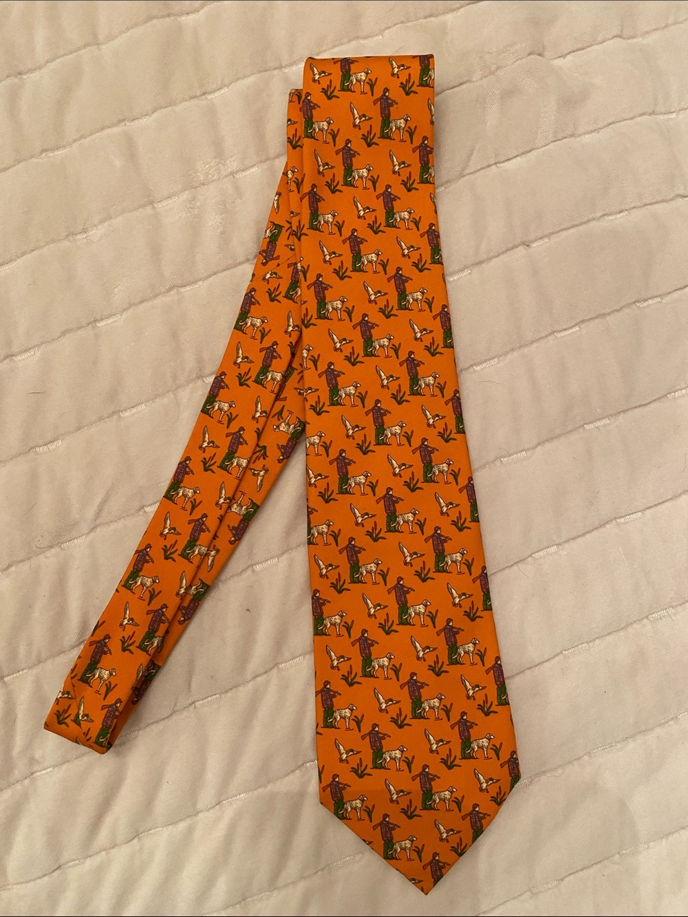 Vintage Polo by Ralph Lauren Orange Huntsman/ Game Dog Italian Silk Tie